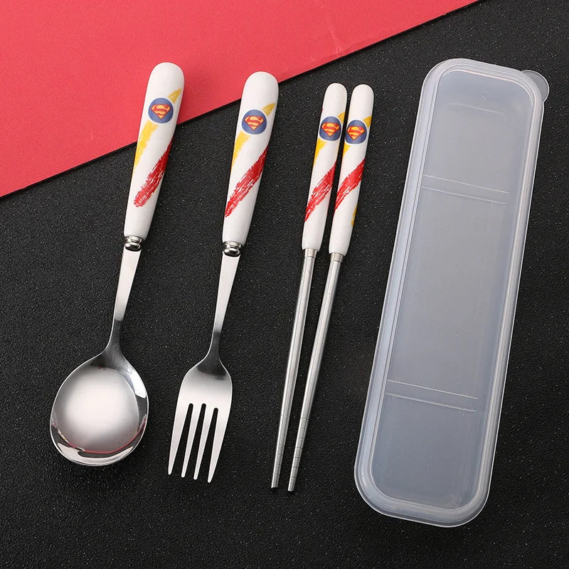 Student Cutlery 304 Stainless Steel Three Piece Set Children's Portable Cutlery Set Chopsticks Spoons Forks Creative Gifts - Gloweve