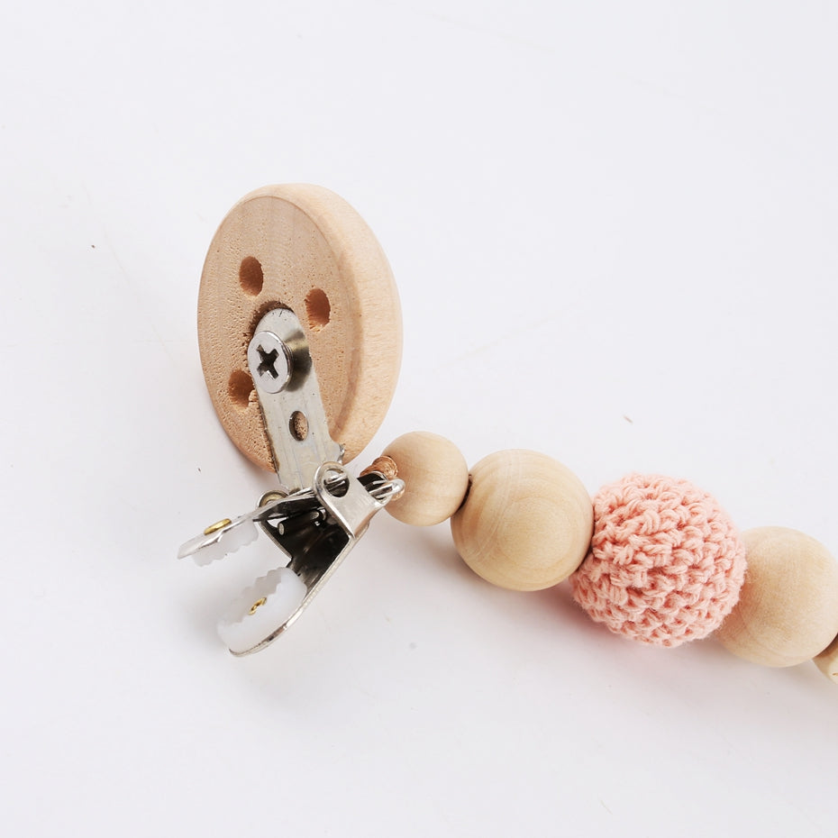 Personalised Natural Crochet Wood Baby Teether