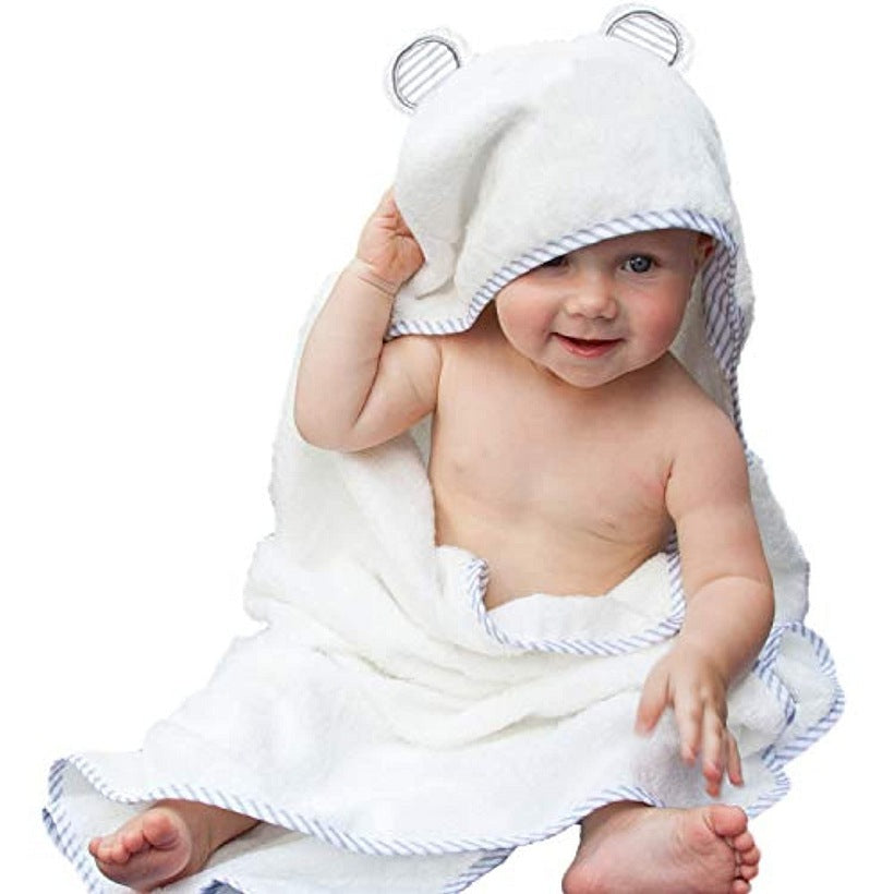 Baby Bath Towel Bear Ear Towel Plush Blanket Hooded Bathrobe