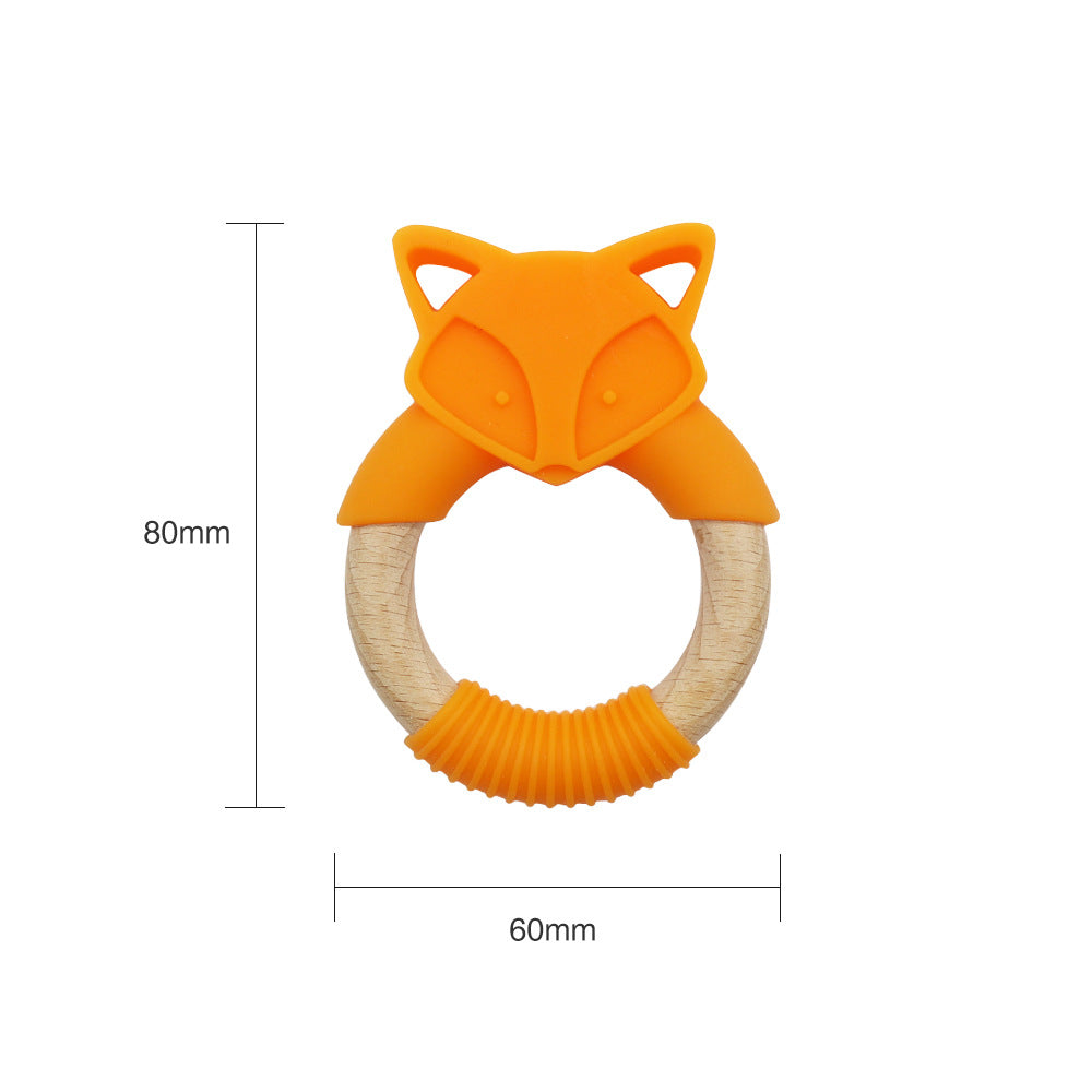 Baby Silicone Wood Ring Fox Baby Teether Molar Stick Toy