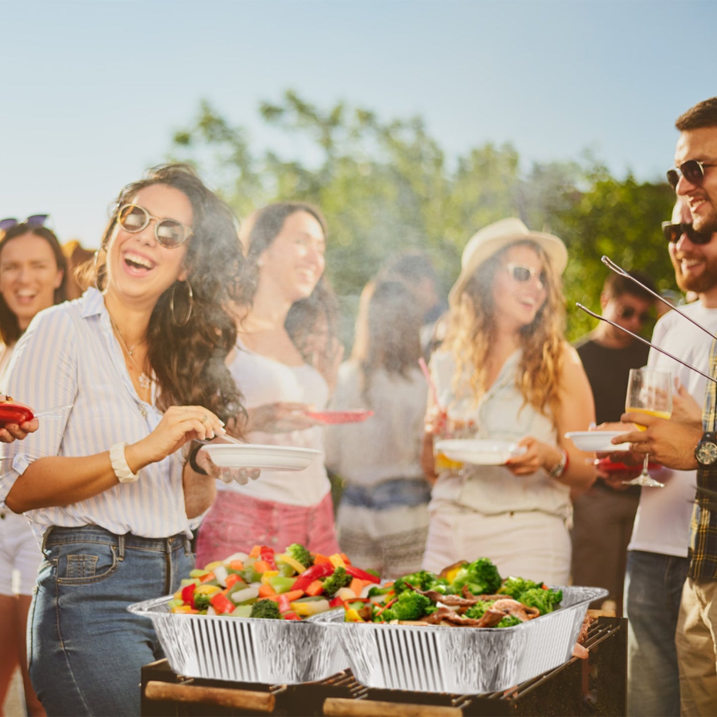 36Pcs Per Set Disposable Chafing Dish Buffet Set Food Warmers For Party Buffet Server Catering Supplies With Covers Utensils Half Size Food Pans For Parties Events BBQ Catering