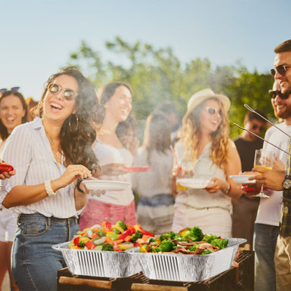 36Pcs Per Set Disposable Chafing Dish Buffet Set Food Warmers For Party Buffet Server Catering Supplies With Covers Utensils Half Size Food Pans For Parties Events BBQ Catering