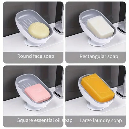 Suction Cup Soap Dish Drainable, Rust-Proof, for Bathroom, Kitchen Sink, Shower, Luxury Design, Easy Clean - Gloweve