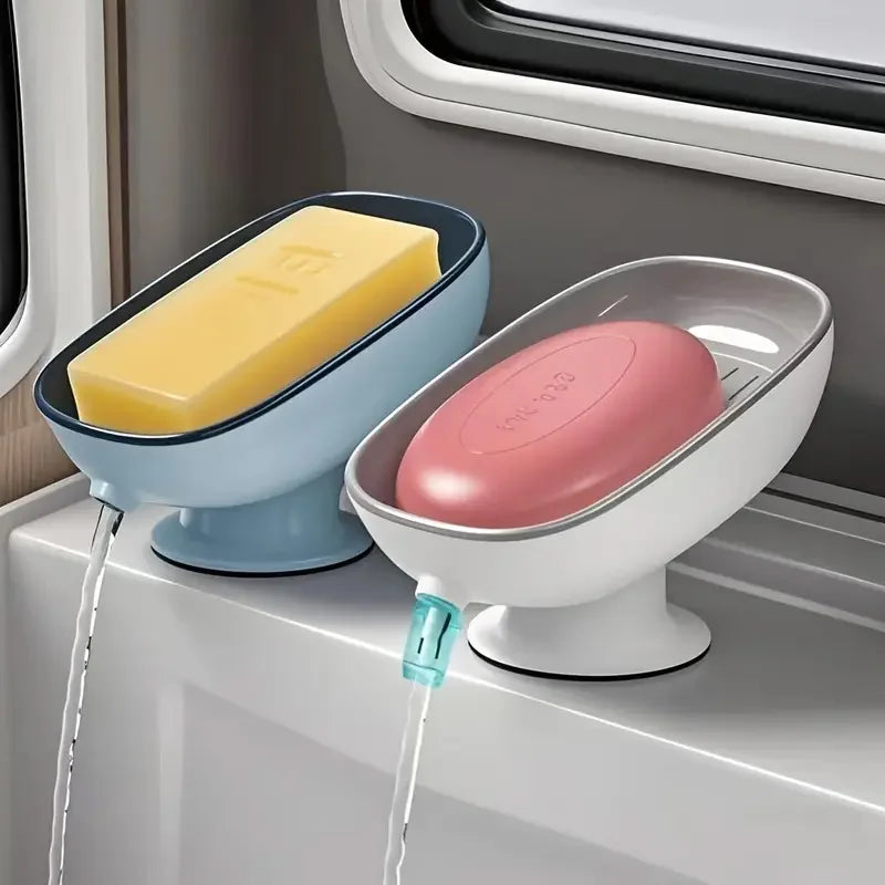 Suction Cup Soap Dish Drainable, Rust-Proof, for Bathroom, Kitchen Sink, Shower, Luxury Design, Easy Clean - Gloweve