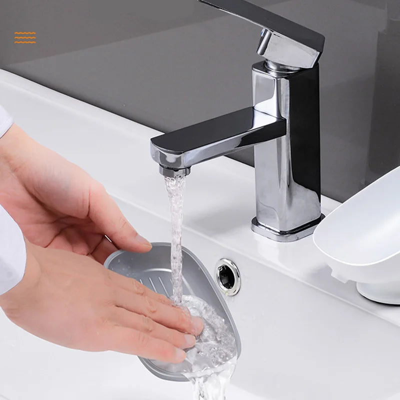 Suction Cup Soap Dish Drainable, Rust-Proof, for Bathroom, Kitchen Sink, Shower, Luxury Design, Easy Clean