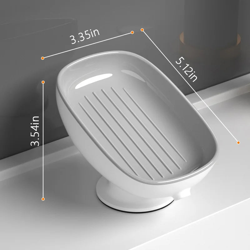 Suction Cup Soap Dish Drainable, Rust-Proof, for Bathroom, Kitchen Sink, Shower, Luxury Design, Easy Clean - Gloweve