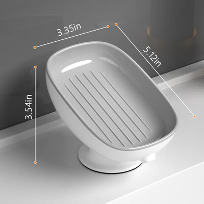 Suction Cup Soap Dish Drainable, Rust-Proof, for Bathroom, Kitchen Sink, Shower, Luxury Design, Easy Clean
