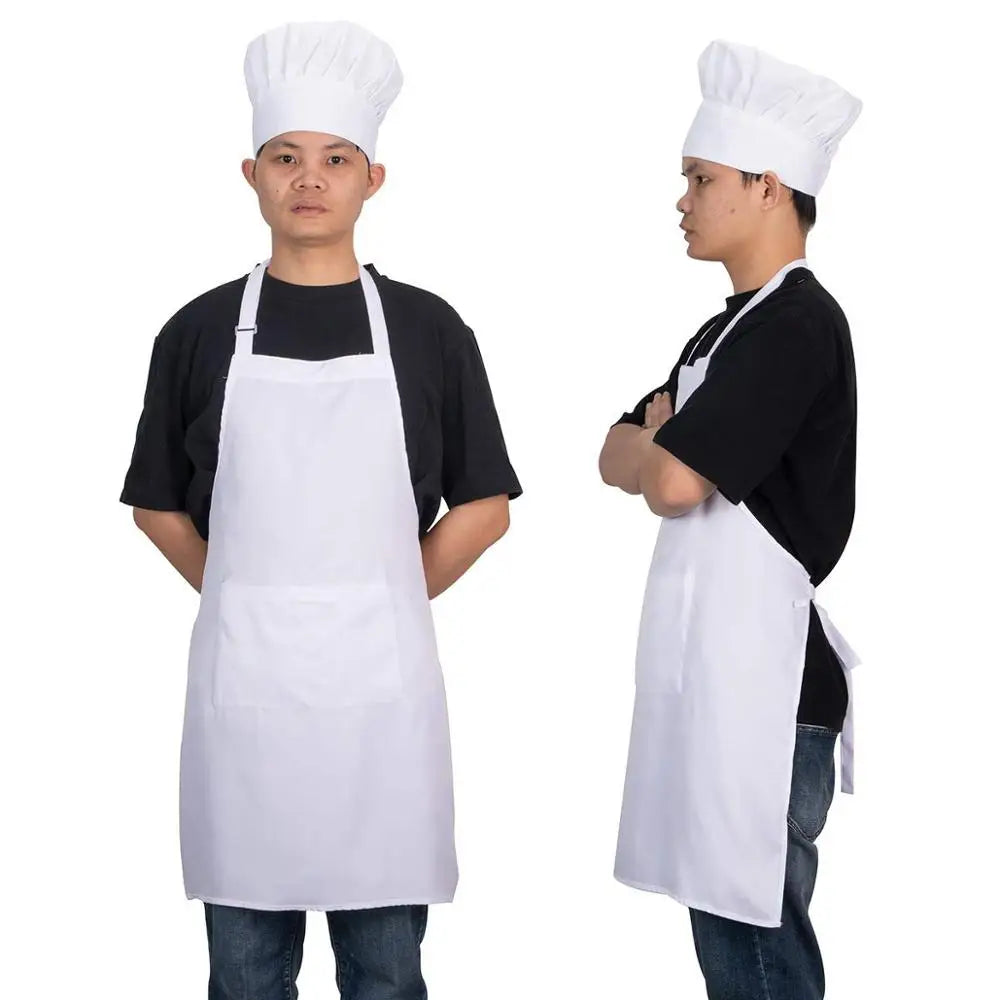 Apron Chef Hat Set Adjustable Half-length Adult Apron Striped Hotel Restaurant Chef Waiter Kitchen Cook Apron