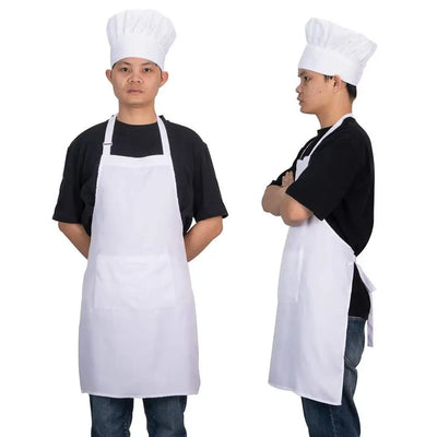 Apron Chef Hat Set Adjustable Half-length Adult Apron Striped Hotel Restaurant Chef Waiter Kitchen Cook Apron