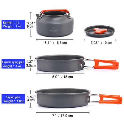 Widesea Camping Outdoor Cookware Set Tableware Cooking Cutlery Utensils Hiking Picnic Travel Equipment Tourist Cooker Fishing - Gloweve