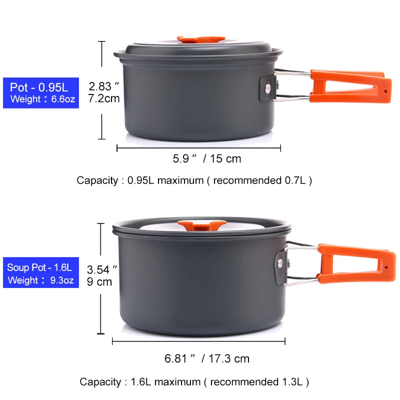 Widesea Camping Outdoor Cookware Set Tableware Cooking Cutlery Utensils Hiking Picnic Travel Equipment Tourist Cooker Fishing - Gloweve