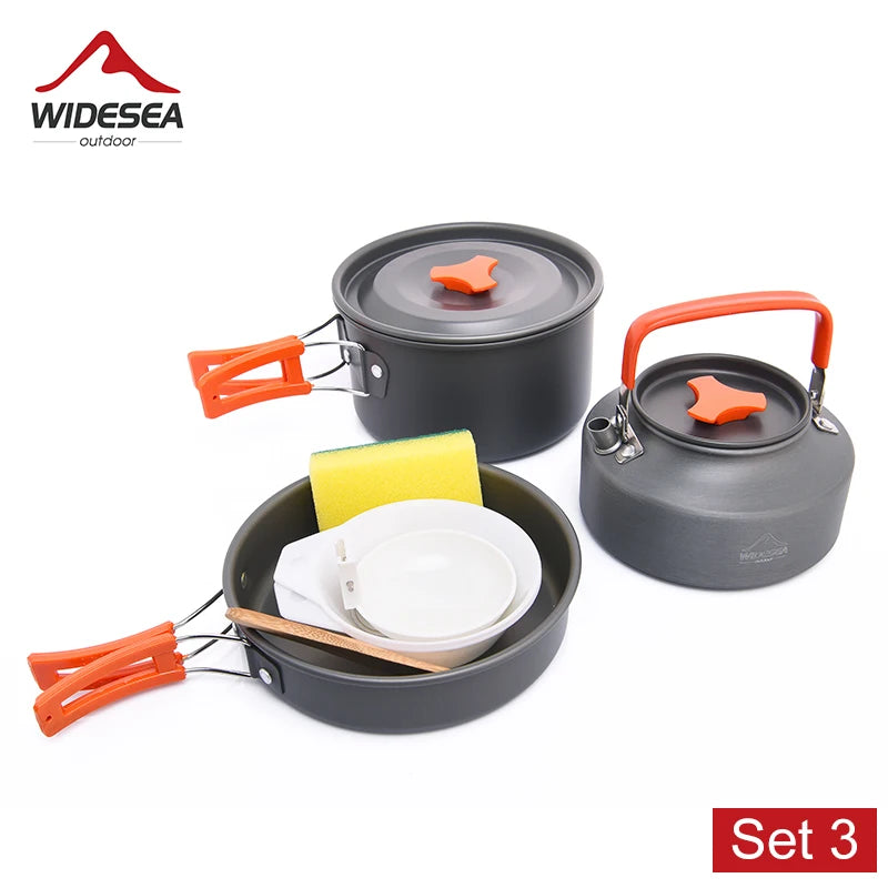 Widesea Camping Outdoor Cookware Set Tableware Cooking Cutlery Utensils Hiking Picnic Travel Equipment Tourist Cooker Fishing - Gloweve