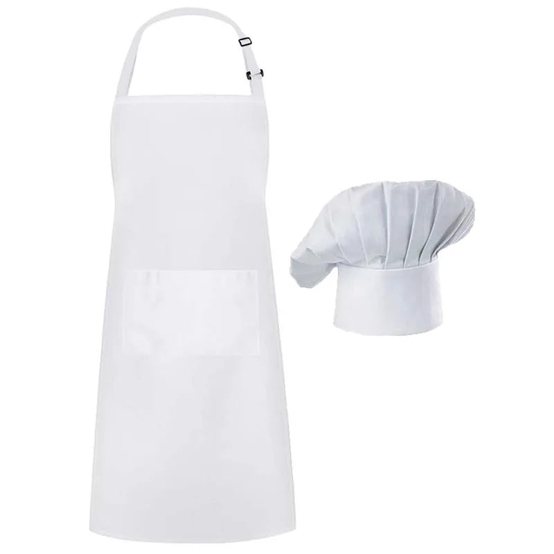 Apron Chef Hat Set Adjustable Half-length Adult Apron Striped Hotel Restaurant Chef Waiter Kitchen Cook Apron