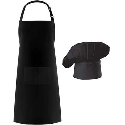 Apron Chef Hat Set Adjustable Half-length Adult Apron Striped Hotel Restaurant Chef Waiter Kitchen Cook Apron