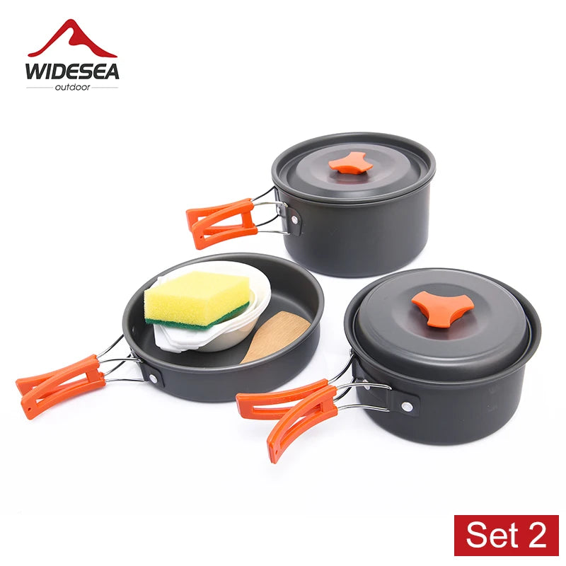 Widesea Camping Outdoor Cookware Set Tableware Cooking Cutlery Utensils Hiking Picnic Travel Equipment Tourist Cooker Fishing - Gloweve