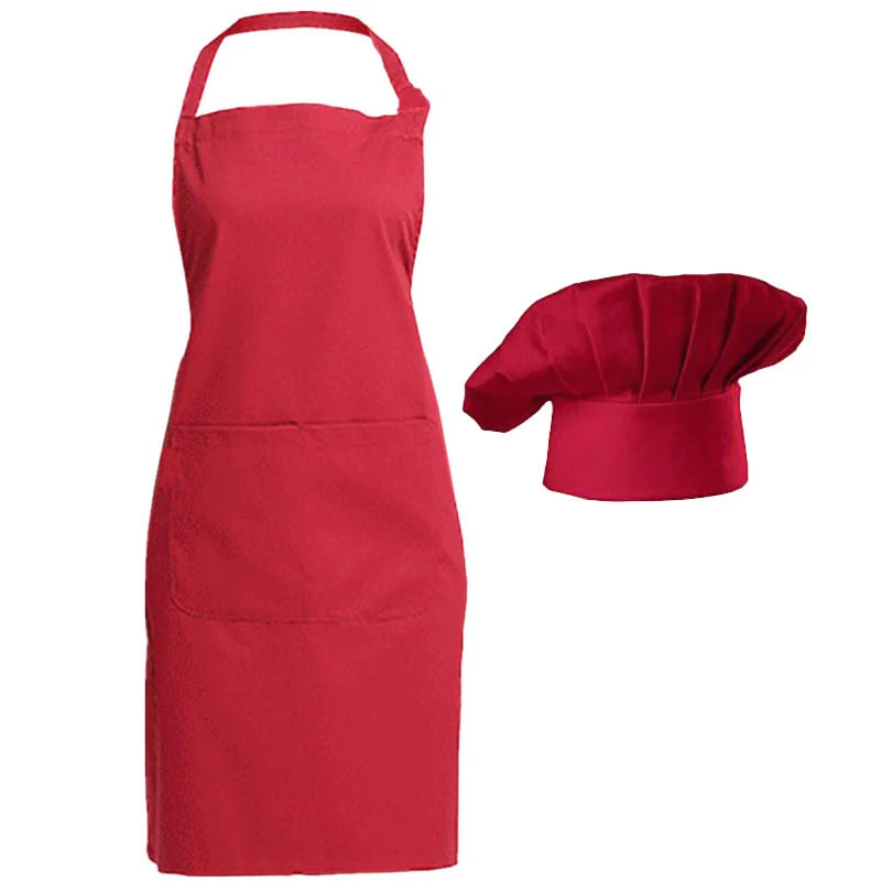 Apron Chef Hat Set Adjustable Half-length Adult Apron Striped Hotel Restaurant Chef Waiter Kitchen Cook Apron