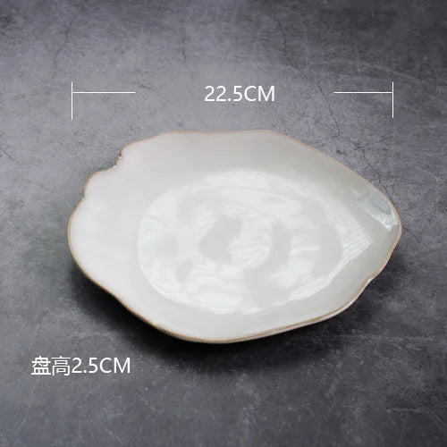 Nordic Ceramic Tableware Irregular Rice Bowl Dessert Salad Bowl Seasoning Bowl Flat Plate Dish Dishes and Plates Sets - Gloweve