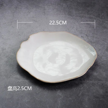 Nordic Ceramic Tableware Irregular Rice Bowl Dessert Salad Bowl Seasoning Bowl Flat Plate Dish Dishes and Plates Sets - Gloweve