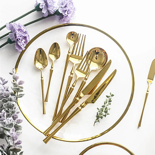 Stainless Steel Cutlery Set, Flatware, Fork, Spoon, Knife, Butter Knife, Tea, Soup Spoon, Dinnerware - Gloweve