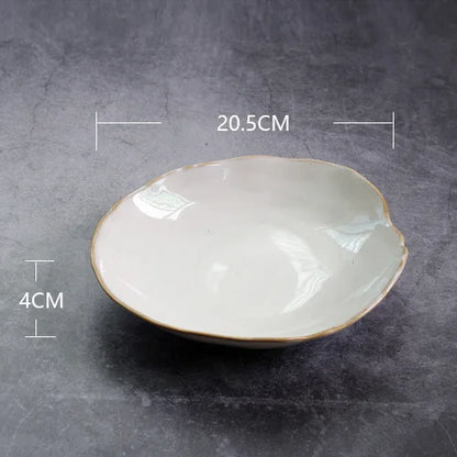 Nordic Ceramic Tableware Irregular Rice Bowl Dessert Salad Bowl Seasoning Bowl Flat Plate Dish Dishes and Plates Sets - Gloweve