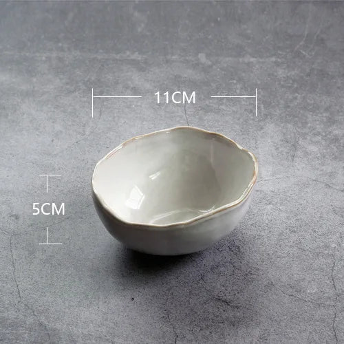 Nordic Ceramic Tableware Irregular Rice Bowl Dessert Salad Bowl Seasoning Bowl Flat Plate Dish Dishes and Plates Sets - Gloweve
