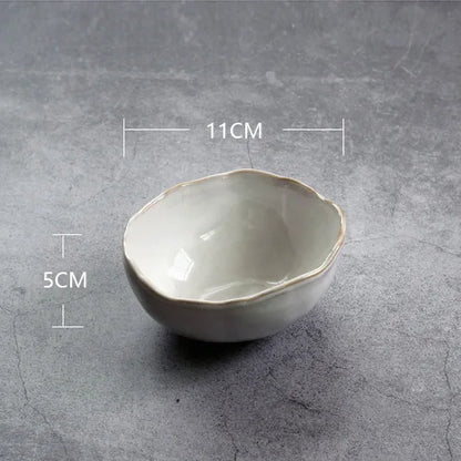 Nordic Ceramic Tableware Irregular Rice Bowl Dessert Salad Bowl Seasoning Bowl Flat Plate Dish Dishes and Plates Sets - Gloweve