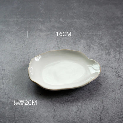 Nordic Ceramic Tableware Irregular Rice Bowl Dessert Salad Bowl Seasoning Bowl Flat Plate Dish Dishes and Plates Sets - Gloweve