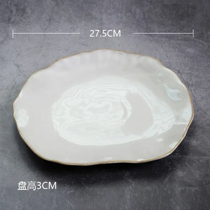 Nordic Ceramic Tableware Irregular Rice Bowl Dessert Salad Bowl Seasoning Bowl Flat Plate Dish Dishes and Plates Sets - Gloweve