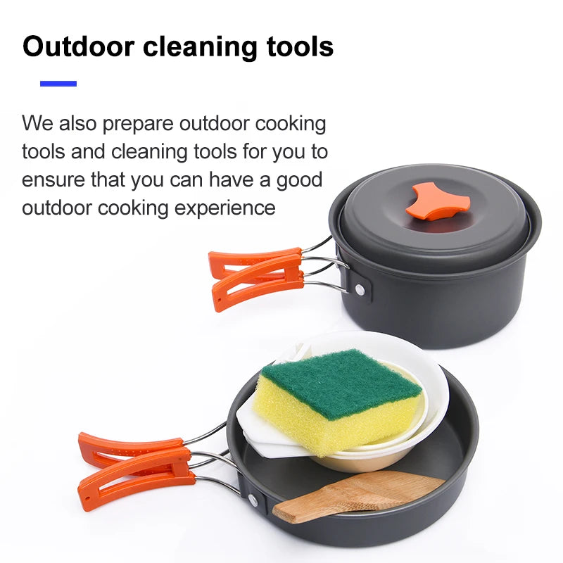 Widesea Camping Outdoor Cookware Set Tableware Cooking Cutlery Utensils Hiking Picnic Travel Equipment Tourist Cooker Fishing - Gloweve