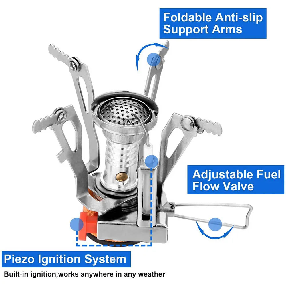 Camping Cooker Set Cookware Kit Outdoor Pot Pan Stove Kettle Cups Tableware Tourist Dishes Nature Hike Equipment - Gloweve
