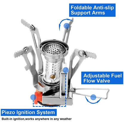 Camping Cooker Set Cookware Kit Outdoor Pot Pan Stove Kettle Cups Tableware Tourist Dishes Nature Hike Equipment - Gloweve