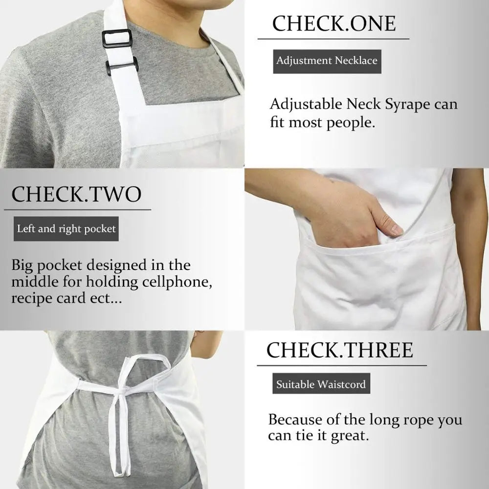 Apron Chef Hat Set Adjustable Half-length Adult Apron Striped Hotel Restaurant Chef Waiter Kitchen Cook Apron