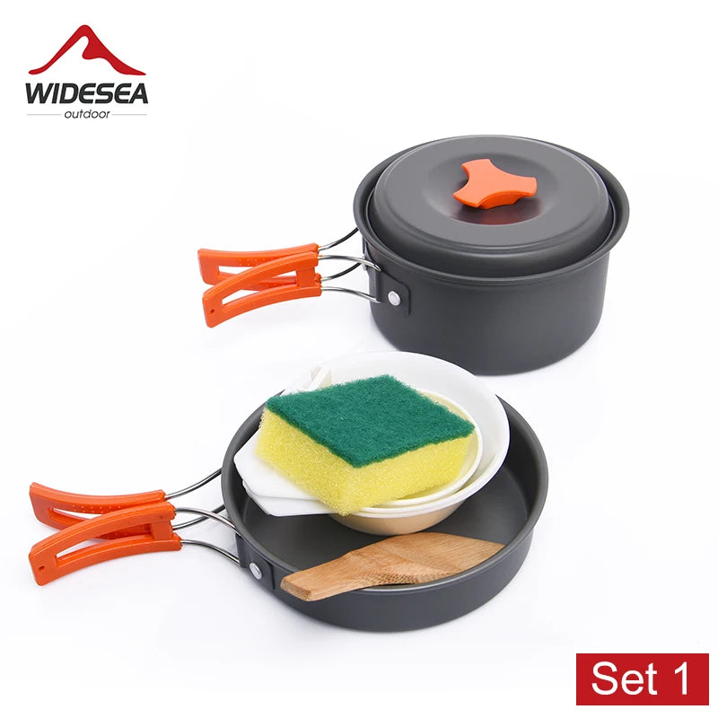 Widesea Camping Outdoor Cookware Set Tableware Cooking Cutlery Utensils Hiking Picnic Travel Equipment Tourist Cooker Fishing - Gloweve