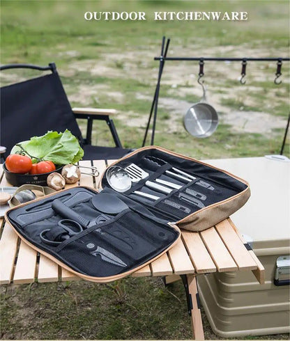 Outdoor Camping Kitchenware 8-Piece Set Comes with A Full Set of Thickened Cookware Storage Kit Cutlery Camping Supplies Tools - Gloweve