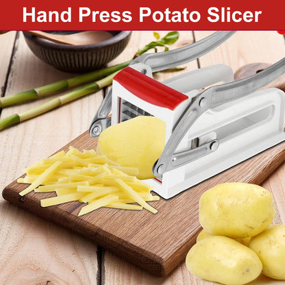 French Fry Cutter Stainless Steel Potato Chipper with 25/49Holes Blades Fast Cutting Manual Food Slicer Kitchen Vegetable Cutter - Gloweve