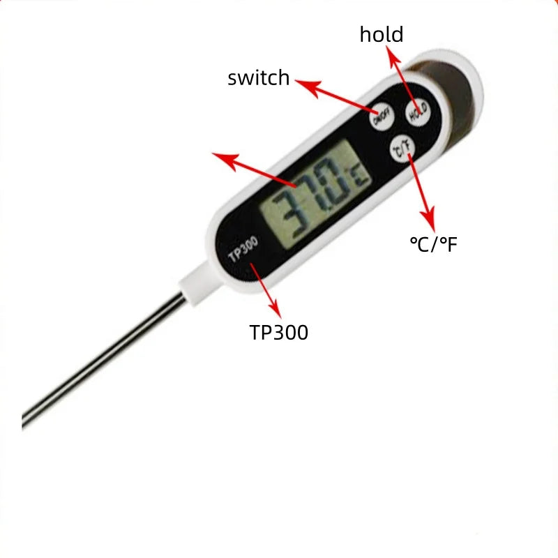 Stainless steel probe cooking food, barbecue stove, water, milk, oil, liquid meat, digital kitchen thermometer kitchen tools - Gloweve