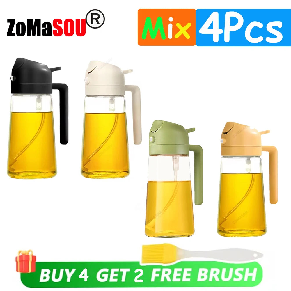 1-4Pc 2-in-1 Sprayer Pourer Oil Empty Bottle Plastic Oil Container Dispenser Vaporizer Kitchen Barbecue Camping Cooking Utensils - Gloweve