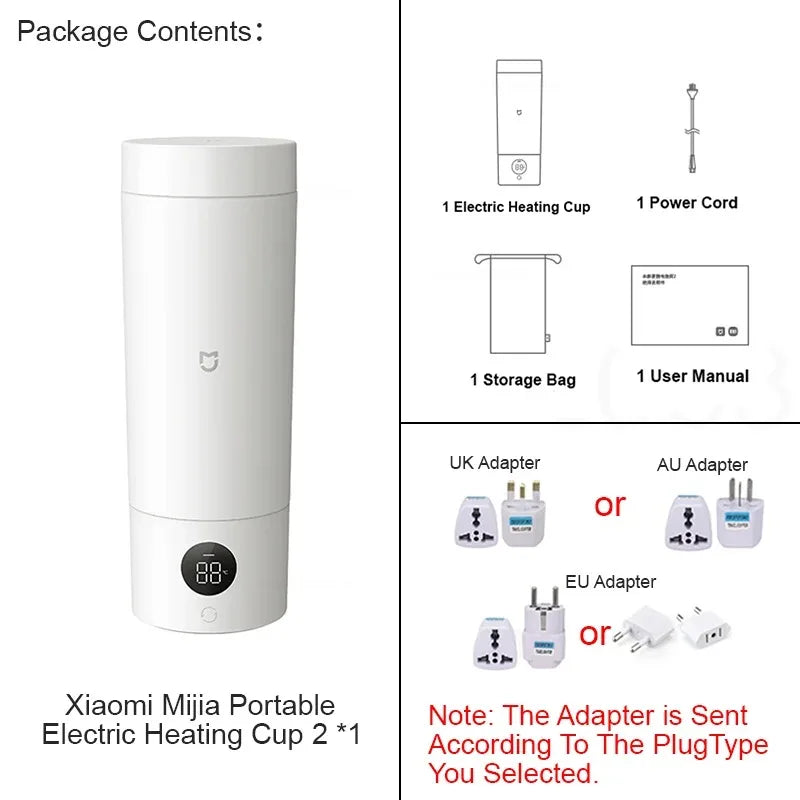 NEW XIAOMI Mijia Portable Electric Kettle 2 Thermos Cup Fast Water Boiler 350ml Smart Temperature Insulated Kettle Travel (CN) - Gloweve