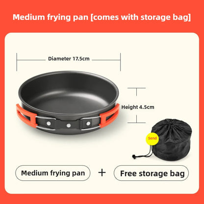 Outdoor Hiking Cookware Camping Cookware Boiling Water Teapot Frying Pan Equipment Portable Camping Pot Supplies Combination Set - Gloweve