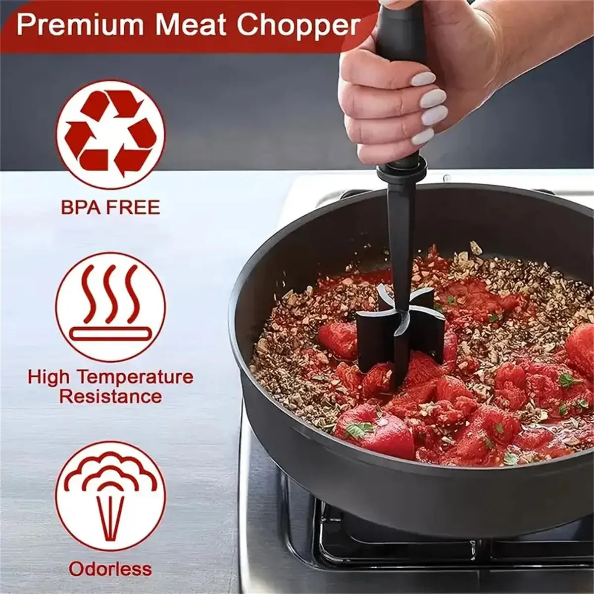 Meat Chopper Hamburger Chopper Potato Masher-Professional Multifunctional Heat Resistant Nylon Ground Beef Smasher Kitchen Tools - Gloweve
