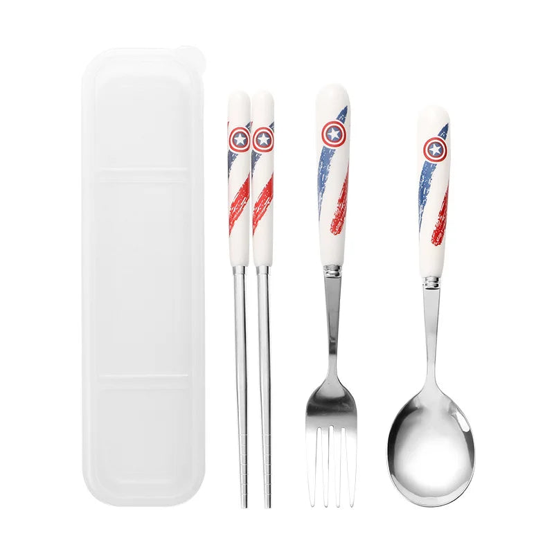 Student Cutlery 304 Stainless Steel Three Piece Set Children's Portable Cutlery Set Chopsticks  Spoons  Forks Creative Gifts - Gloweve