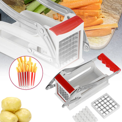 French Fry Cutter Stainless Steel Potato Chipper with 25/49Holes Blades Fast Cutting Manual Food Slicer Kitchen Vegetable Cutter - Gloweve