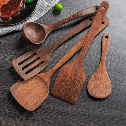 Kitchen Utensils Set Non-Stick  Cookware for Kitchen Wooden Handle Soup spoon spatula Rice spoon shovel Kitchen Accessories - Gloweve