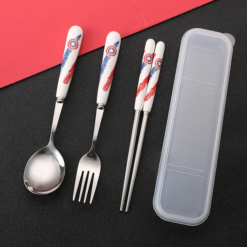 Student Cutlery 304 Stainless Steel Three Piece Set Children's Portable Cutlery Set Chopsticks  Spoons  Forks Creative Gifts - Gloweve