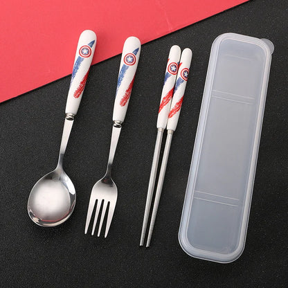 Student Cutlery 304 Stainless Steel Three Piece Set Children's Portable Cutlery Set Chopsticks  Spoons  Forks Creative Gifts - Gloweve