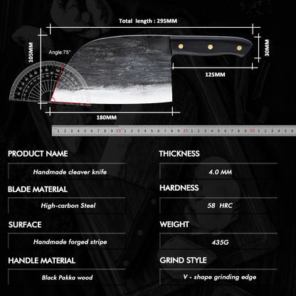 New Handmade Forged Chinese Cleaver Chef Knife Clad Steel Vegetables Meat Slicing Knife Professional Kitchen Cooking Tools - Gloweve