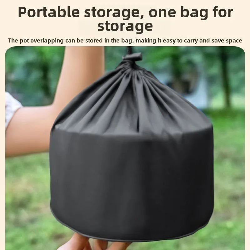 Outdoor Hiking Cookware Camping Cookware Boiling Water Teapot Frying Pan Equipment Portable Camping Pot Supplies Combination Set - Gloweve