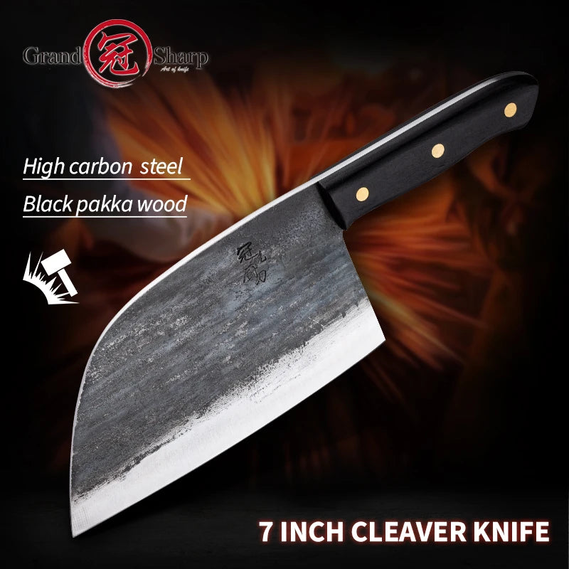 New Handmade Forged Chinese Cleaver Chef Knife Clad Steel Vegetables Meat Slicing Knife Professional Kitchen Cooking Tools - Gloweve