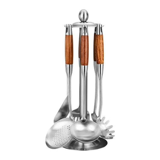 1 Pc Kitchen Utensil 304 Stainless Steel Cookware Rosewood Handle Spatula Household Cooking Baking Tools Kitchen Dining & Bar - Gloweve