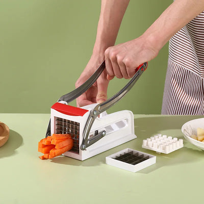 French Fry Cutter Stainless Steel Potato Chipper with 25/49Holes Blades Fast Cutting Manual Food Slicer Kitchen Vegetable Cutter - Gloweve